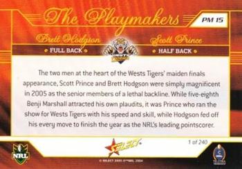 2005 Select Power - Playmakers #PM15 Brett Hodgson / Scott Prince Back